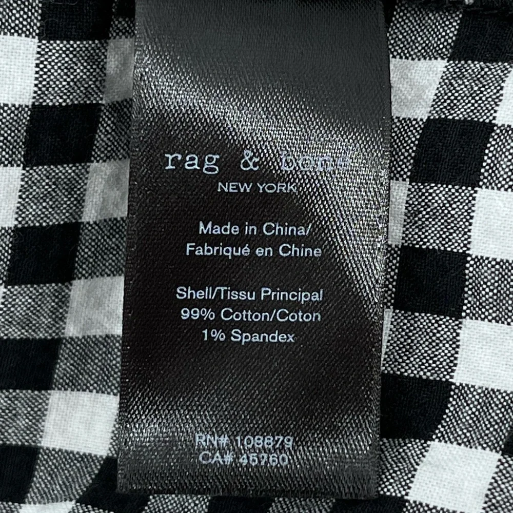 Rag & Bone Camille Cotton Black/White Gingham High Waist Paperbag Shorts Size 10